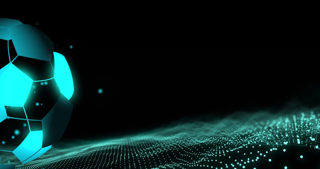 Digital Football with Futuristic Neon Glow on Blackback
