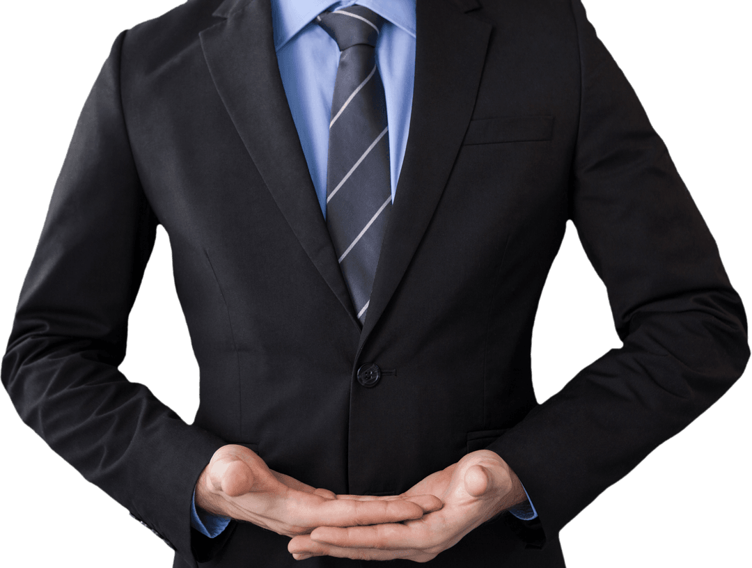 Transparent View of Businessman Standing with Hands Cupped