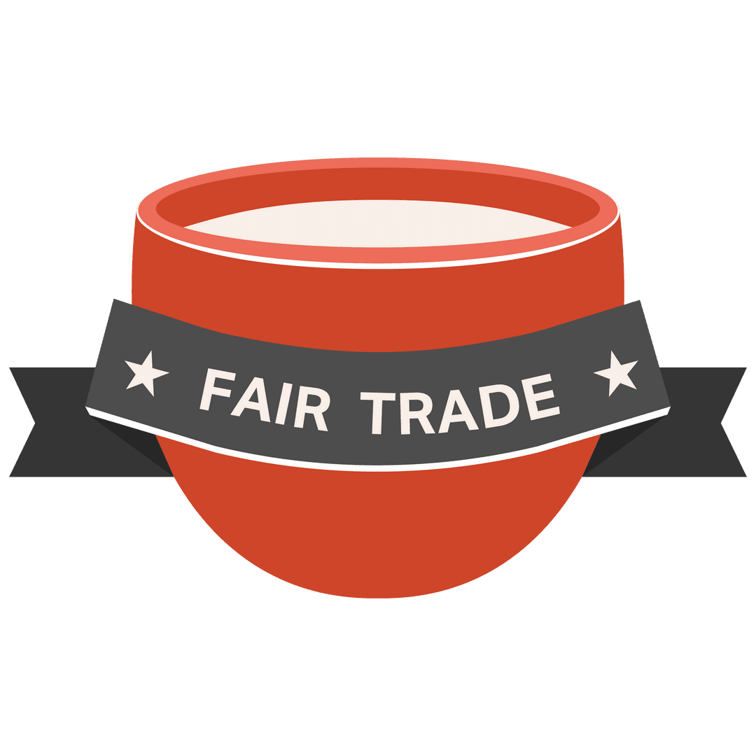 Fair Trade Label on Transparent Background with Stylish Bowl Design