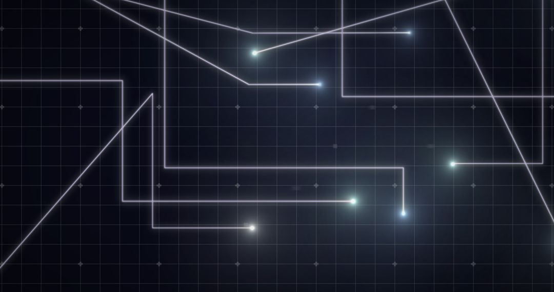 Glowing Light Trails on Grid Digital Interface