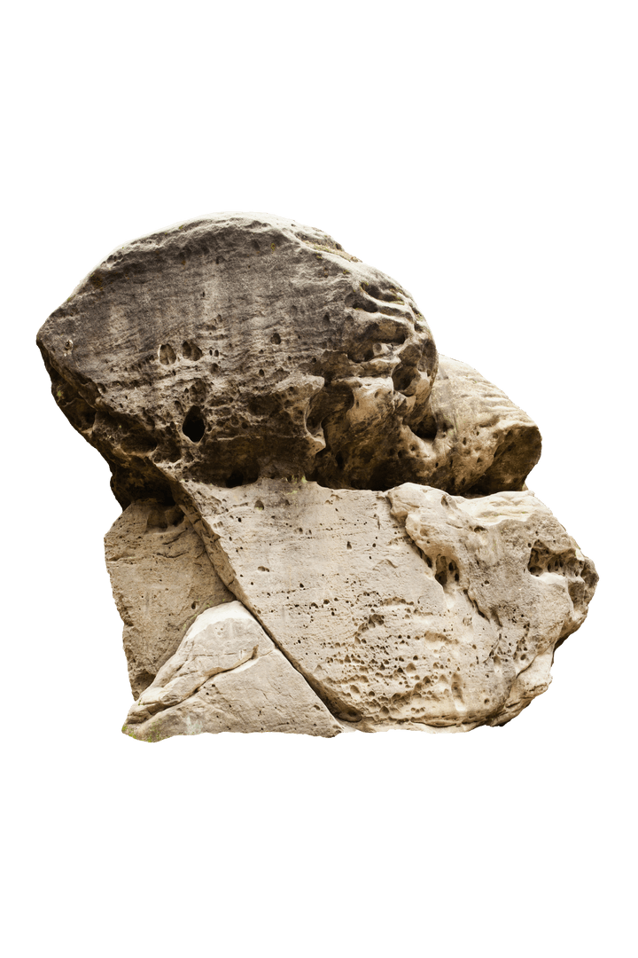 Beige Textured Rock on Transparent Background for Design Projects