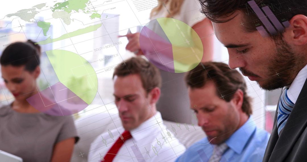 Diverse Team Analyzing Financial Data Insights for Global Business Strategy