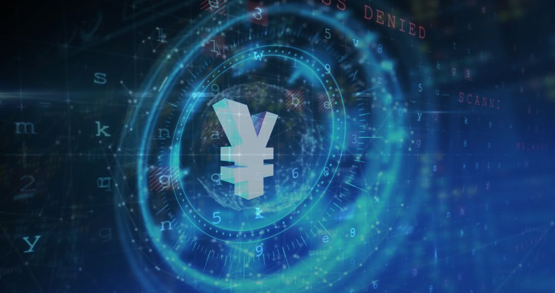 Yen Symbol Against Digital Security Interface Concept
