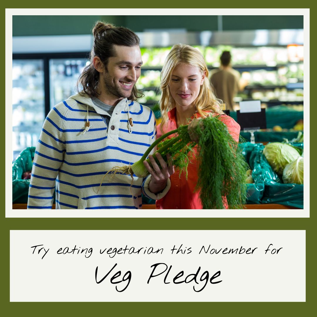 Couple Taking Veg Pledge Exploring Grocery Store Produce
