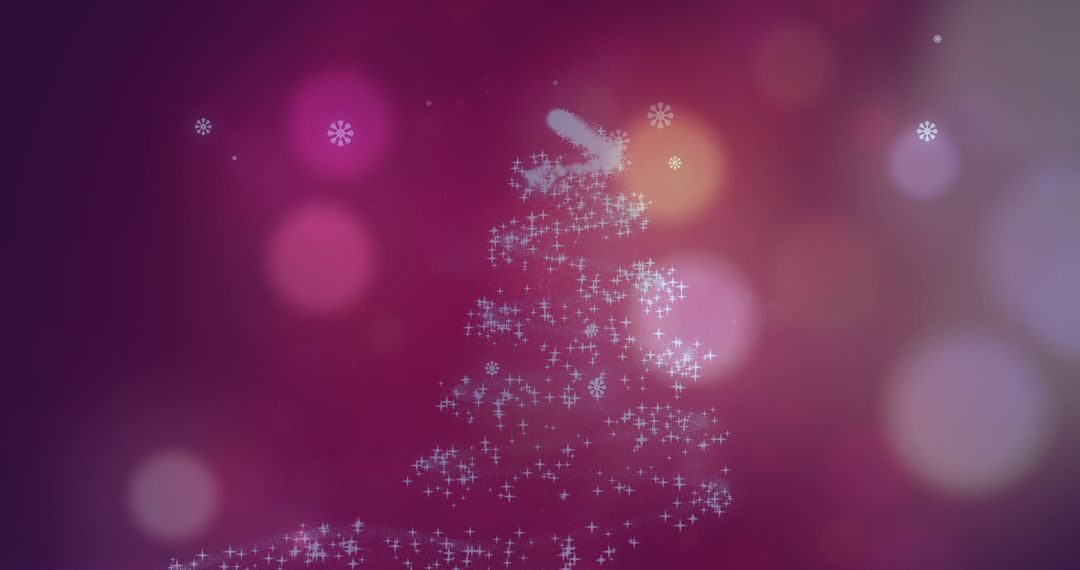 Glowing Snowflake Christmas Tree on Soft Pink Background