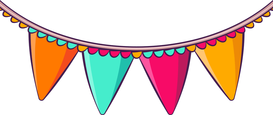 Colorful Festive Pennant Banners on Transparent Background