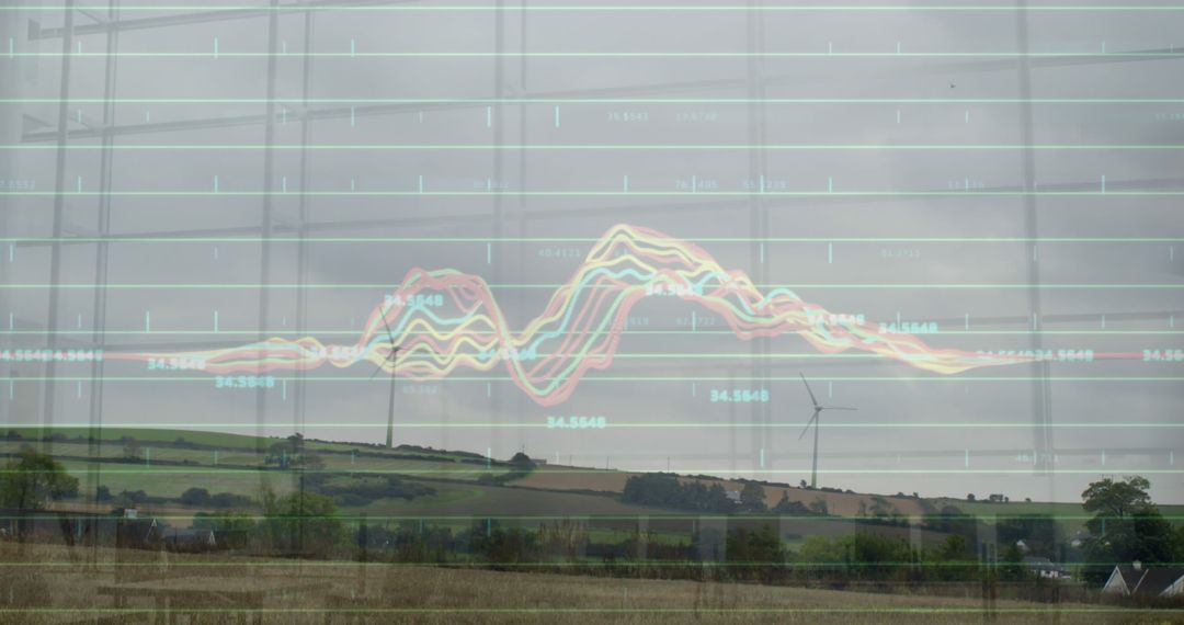 Environmental Data Analysis Overlay on Countryside Landscape - Free Images, Stock Photos and Pictures on Pikwizard.com