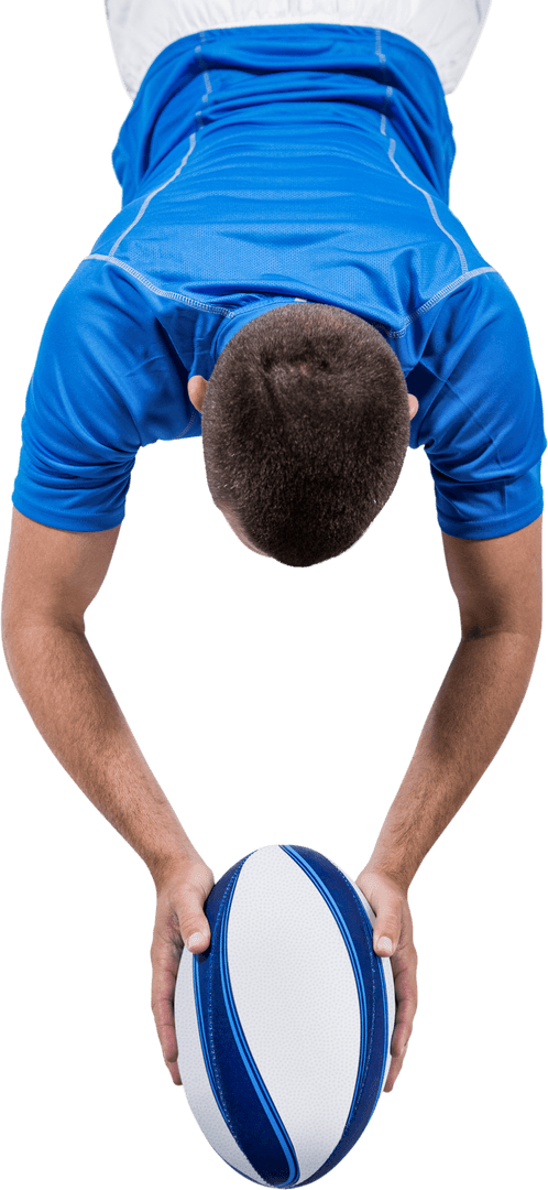 Transparent View High Angle Rugby Player Scoring Goal