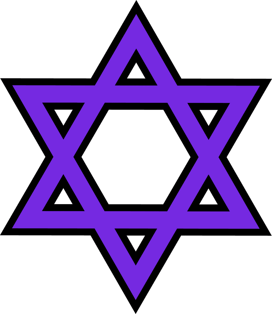 Purple Hexagram Icon Over Transparent Background