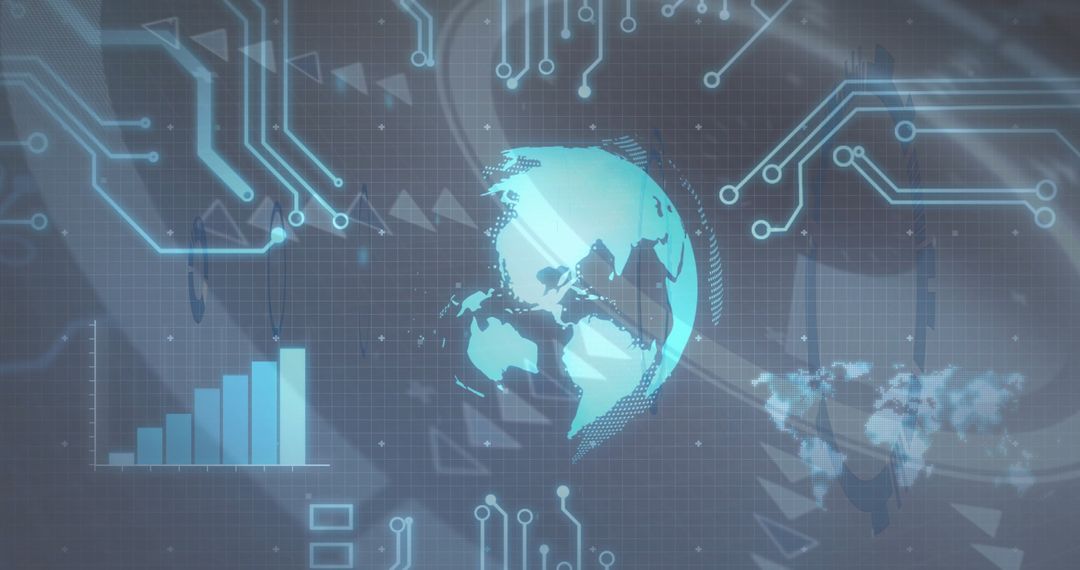 Futuristic Digital Globe and Data Visualization Interface Concept