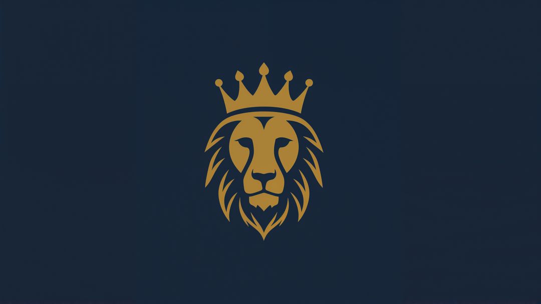 Regal british empire lion crest with crown on dark blue