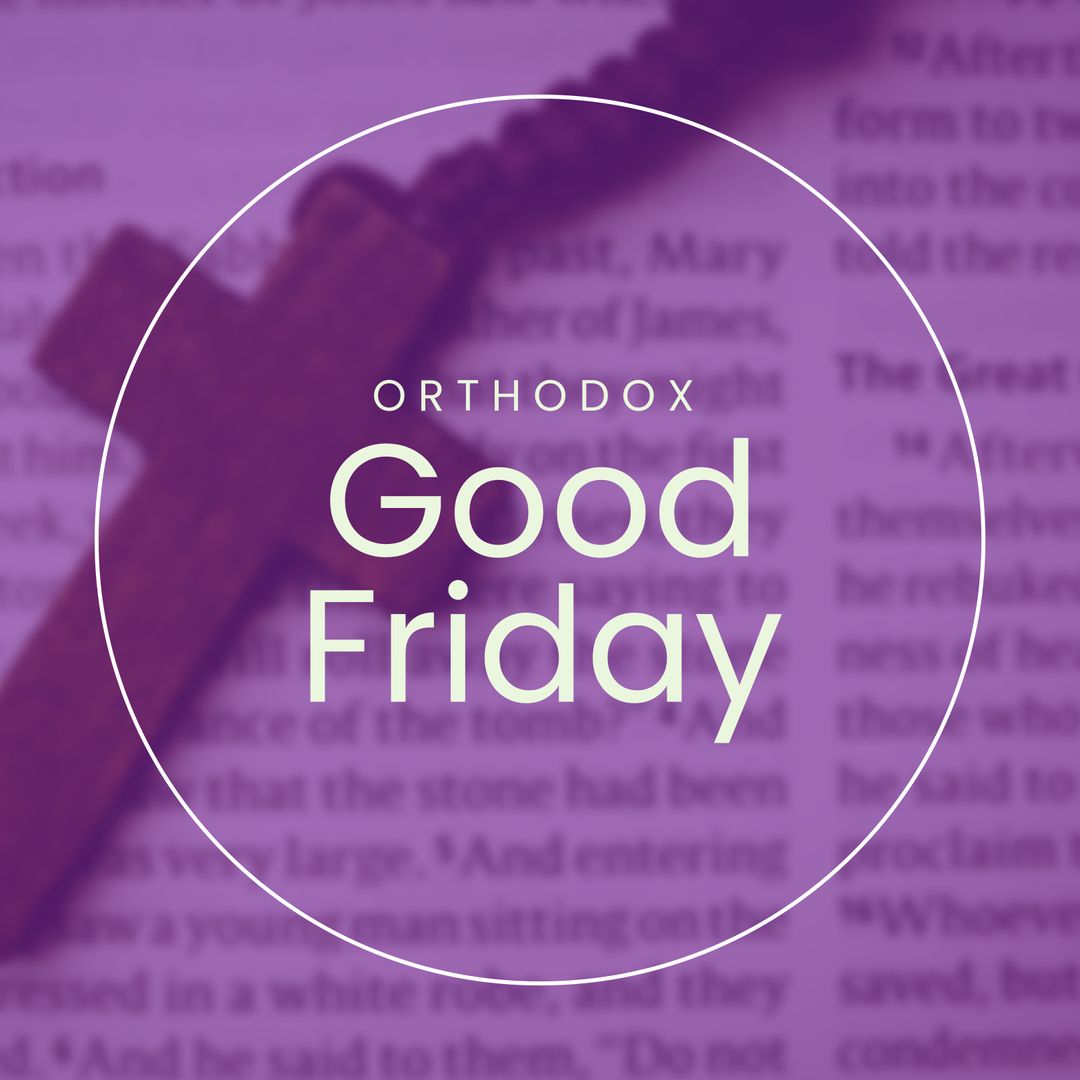 Orthodox Good Friday: Rosary Beads Over Bible Background