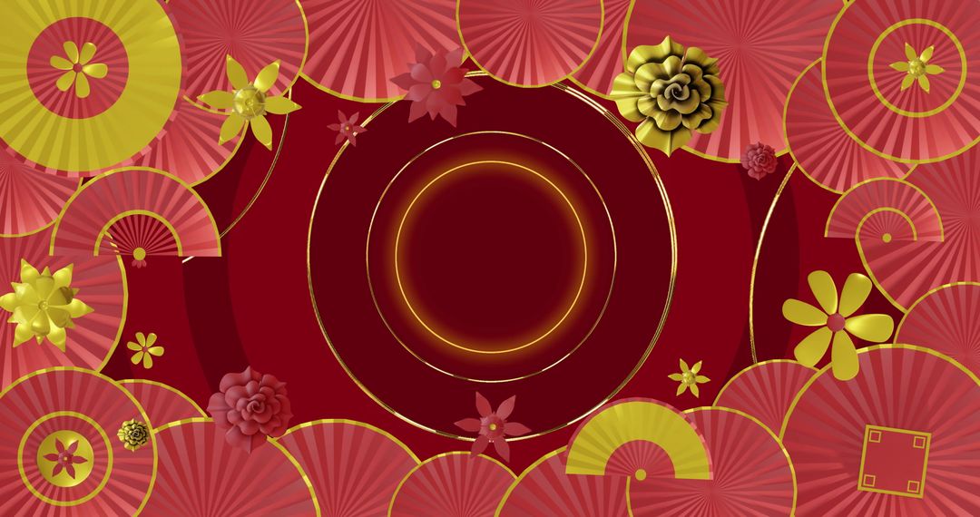 Chinese Pattern with Copy Space for New Year Celebration on Red Background - Free Images, Stock Photos and Pictures on Pikwizard.com