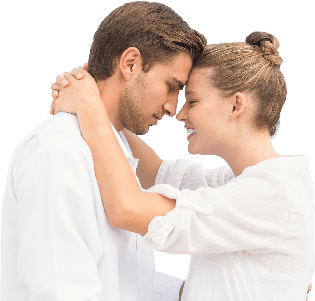 Transparent Image of Affectionate Couple Embracing