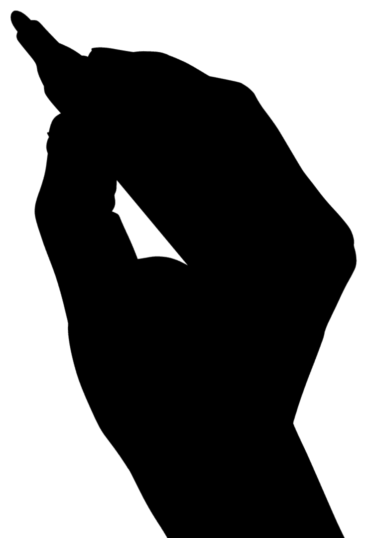 Silhouette Hand with Marker on Transparent Background