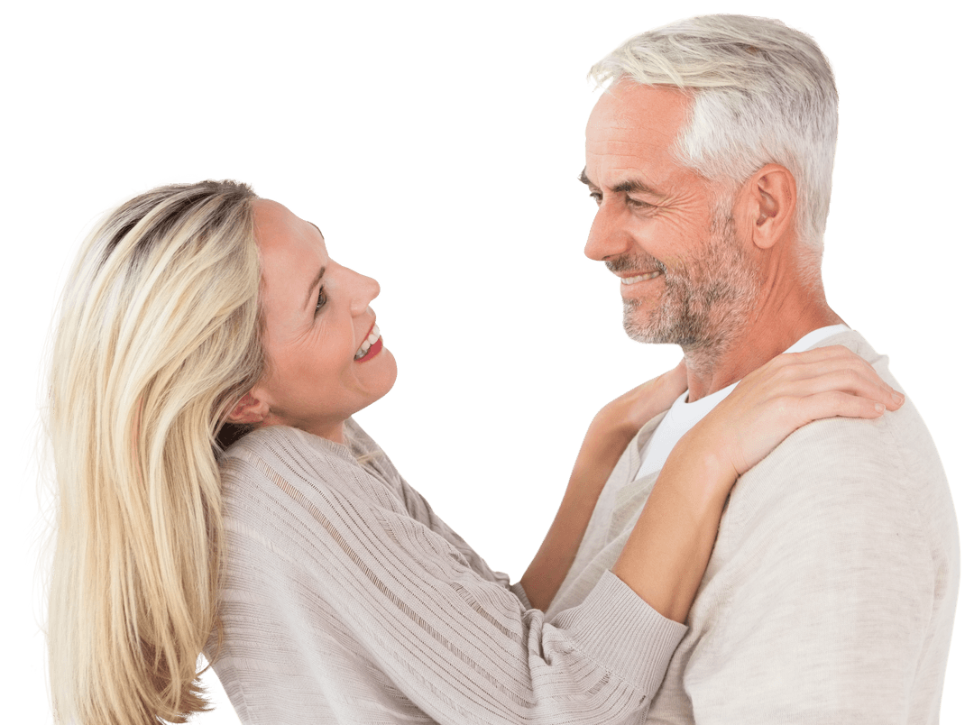 Smiling Mature Couple Embracing Transparent Background