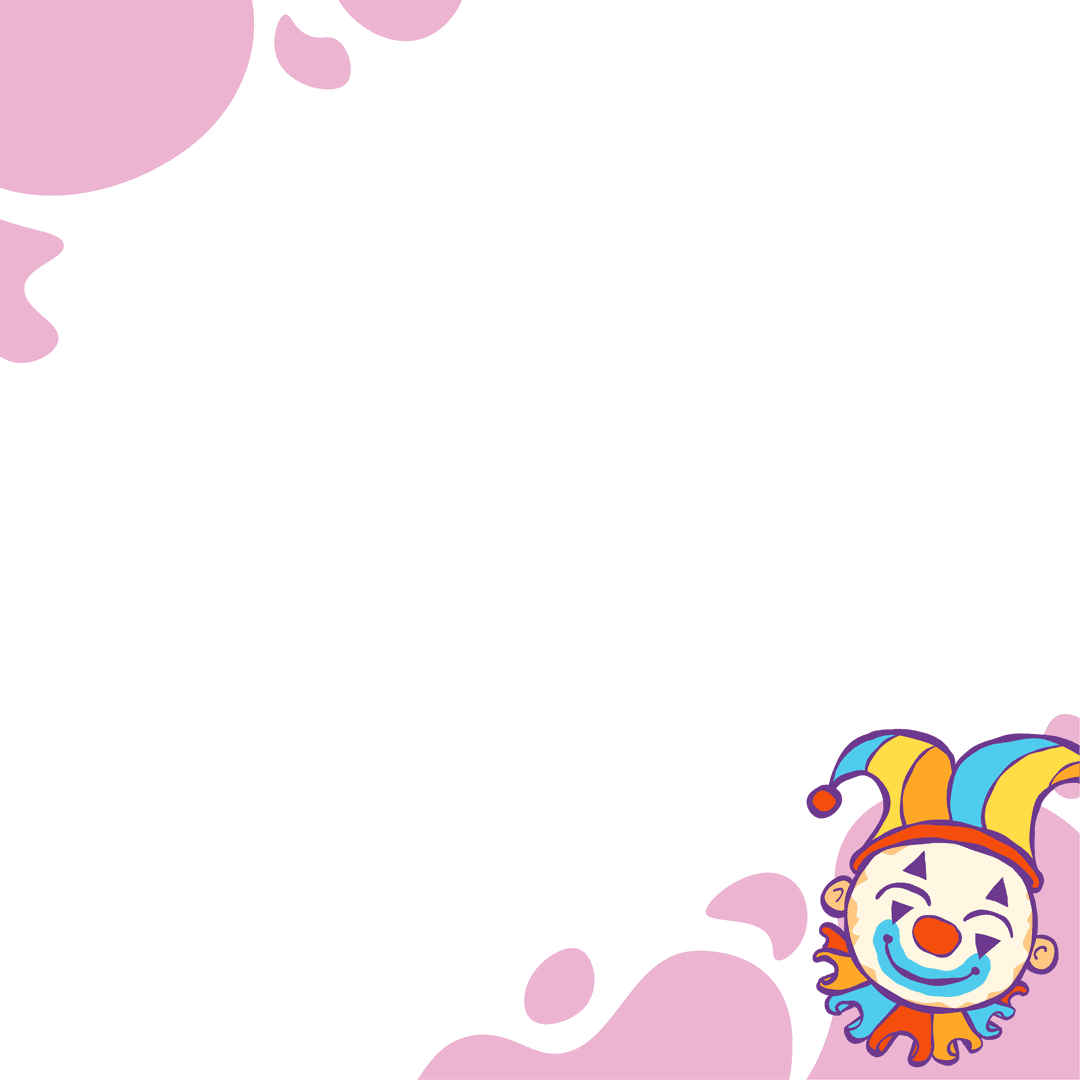 Playful Clown Vector with Pink Splashes on Transparent Background