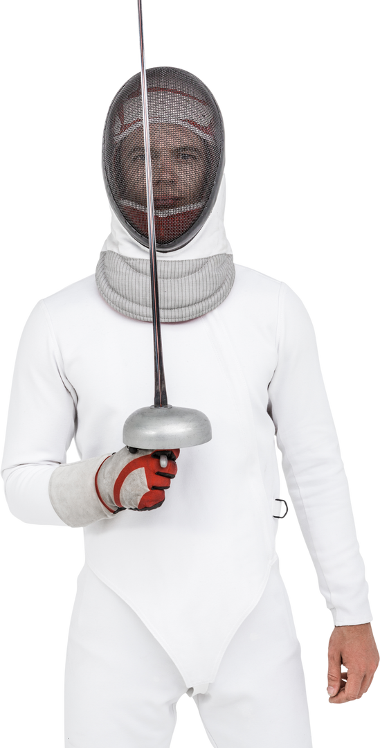 Transparent Background Man In Fencing Suit Holding Sword Practicing - Download Free Stock Images Pikwizard.com