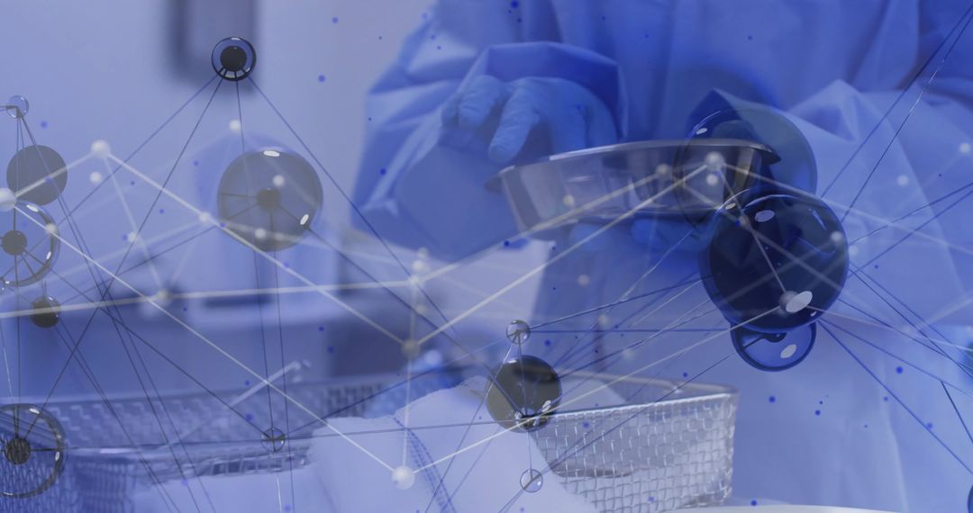 Laboratory Technician Handling Equipment with Molecular Overlay Double Exposure