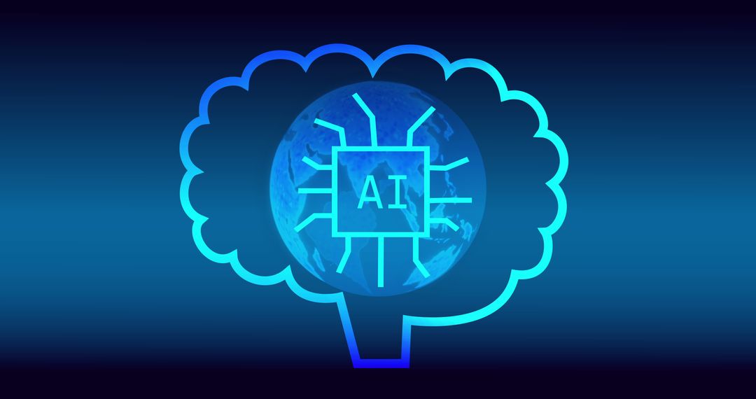 Digital Brain with AI and Globe Graphic