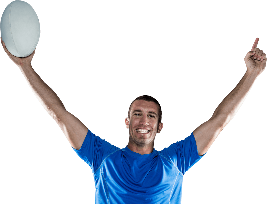 Transparent Enthusiastic Rugby Player Celebrating