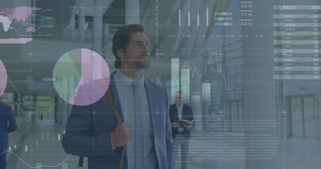 Businessperson Analyzing Financial Data Visualizations