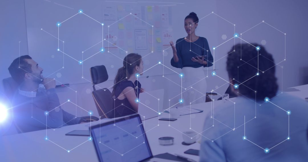 Business Meeting Team Analyzing Digital Data Connections