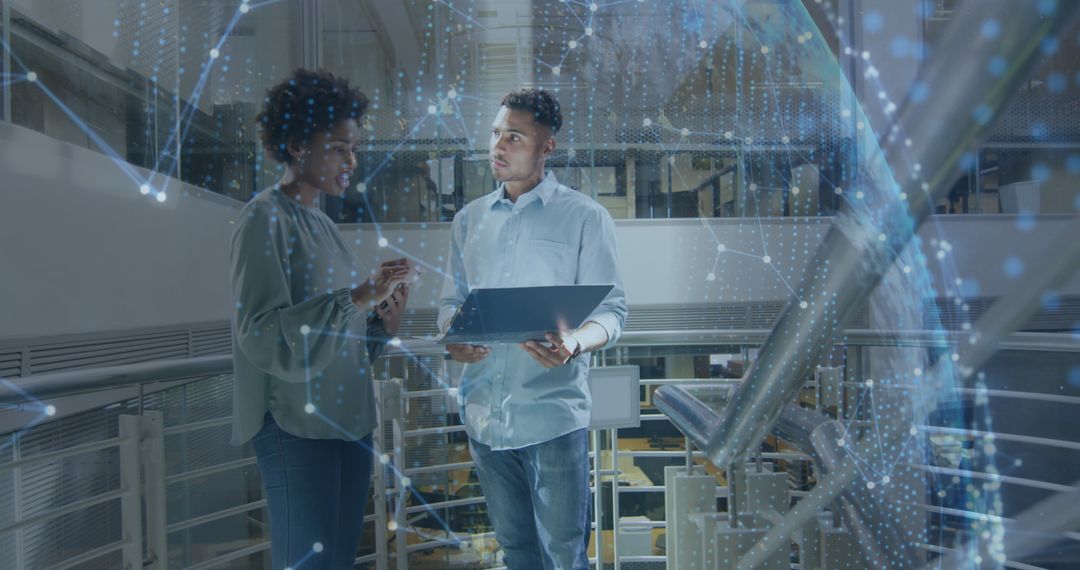 Diverse Professionals Analyzing Digital Global Data in Modern Office