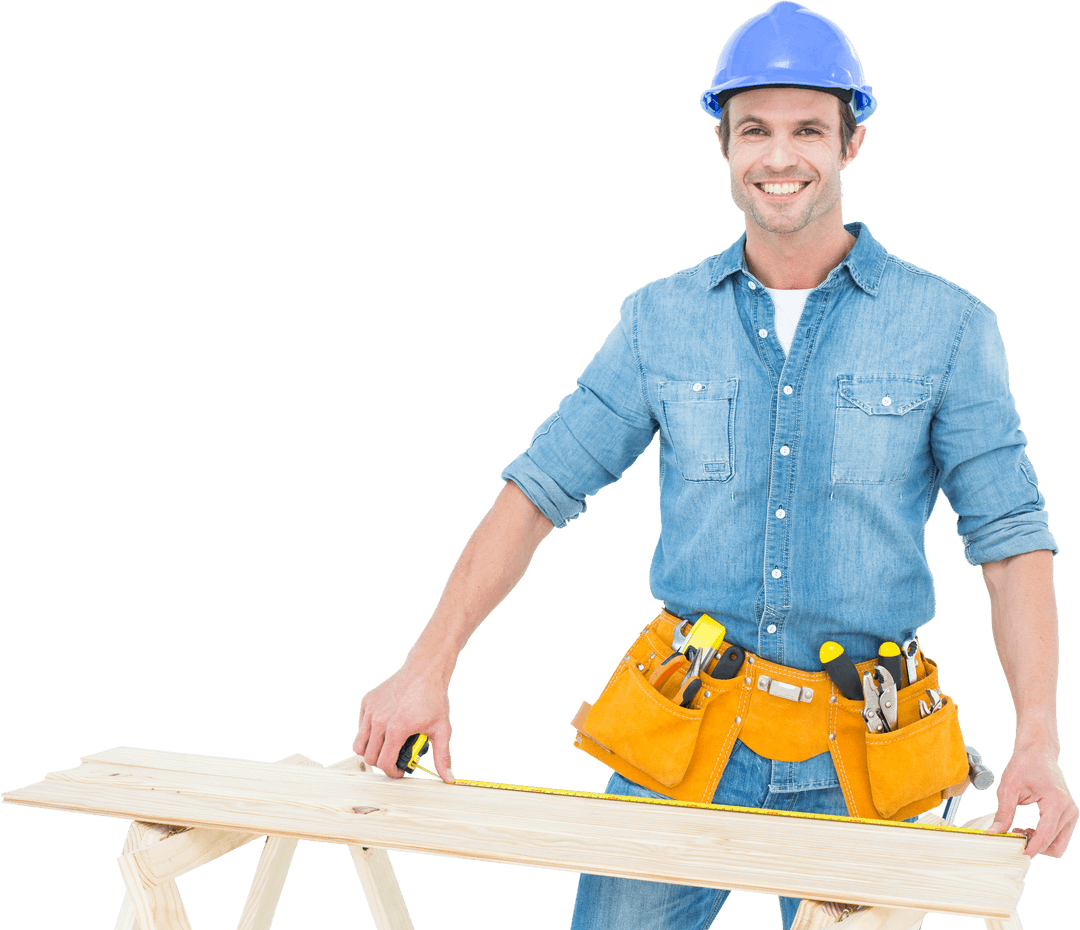 Transparent Carpenter Measuring Wooden Plank for Construction