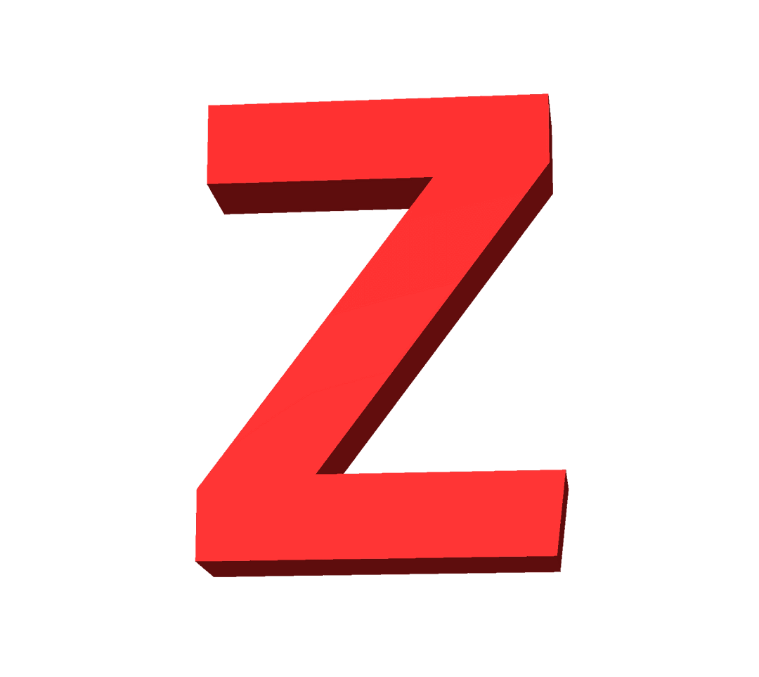 Bold Red Letter Z on Transparent Background - Standing Out Alphabet Design