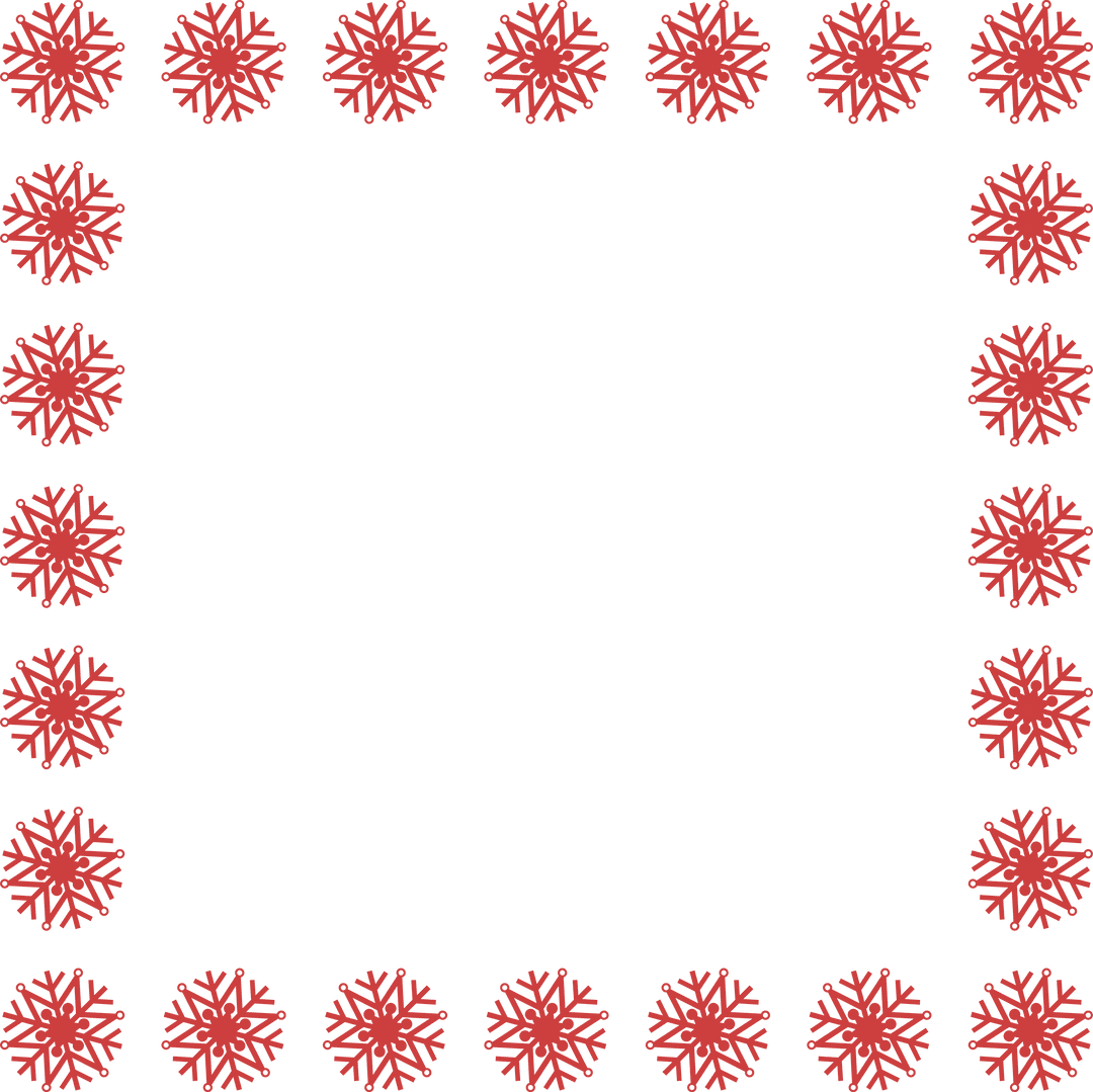 Red Snowflake Frame on Transparent Background