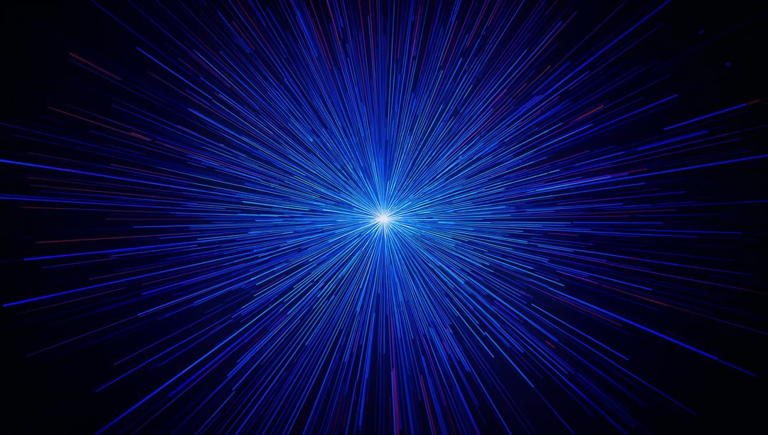 Radiant Blue Light Burst in Dark Space with Futuristic Starburst Effect