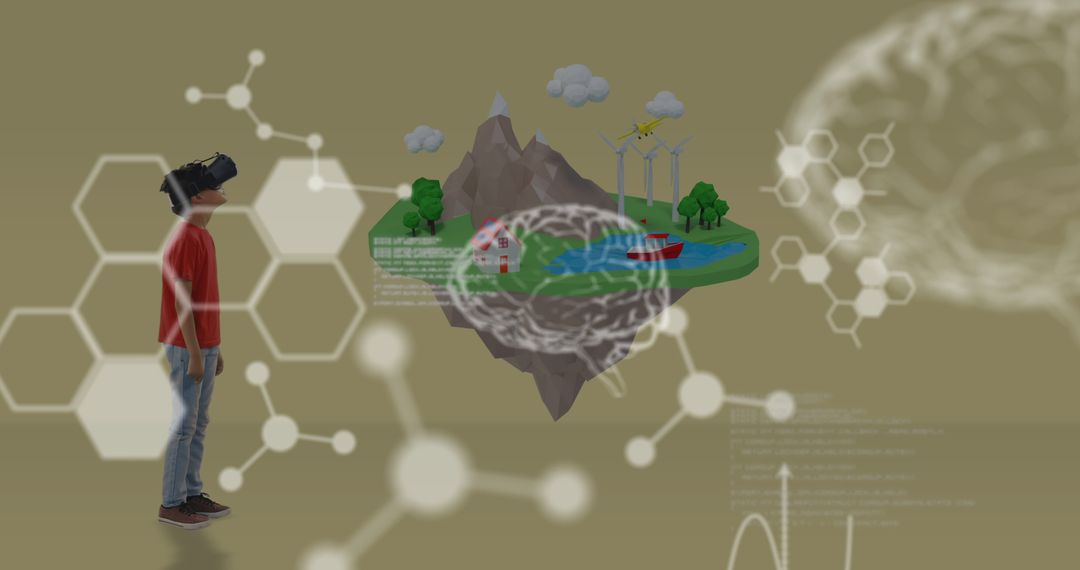 Schoolboy Exploring Virtual Reality Environmental Education