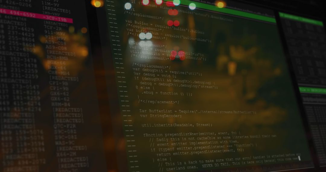 Data Processing Software Over Cityscape Lights at Night
