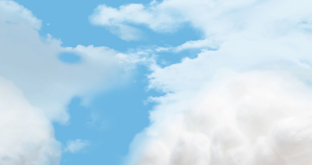 Serene Blue Sky with Fluffy White Clouds on Sunny Day