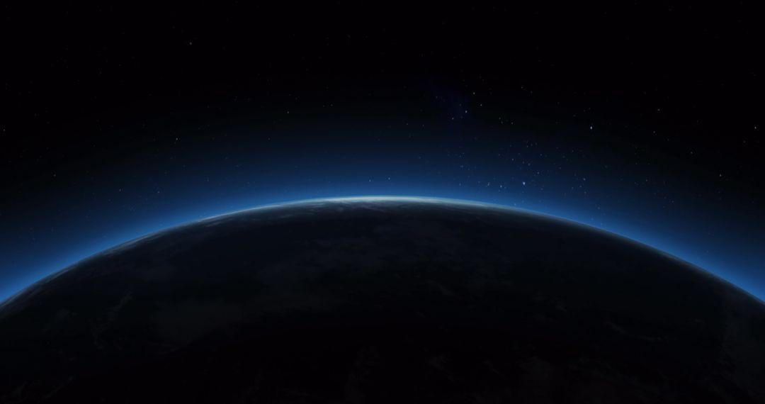Earth's Horizon Glows in Starry Night Space View