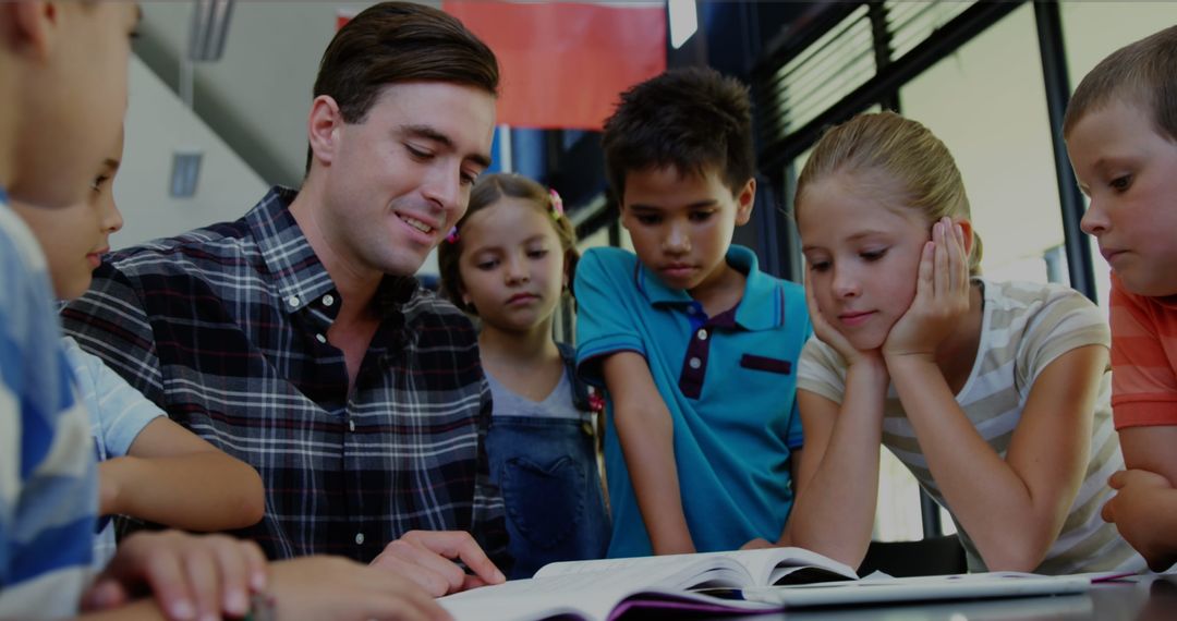 Engaged Students with Teacher During Interactive Lesson