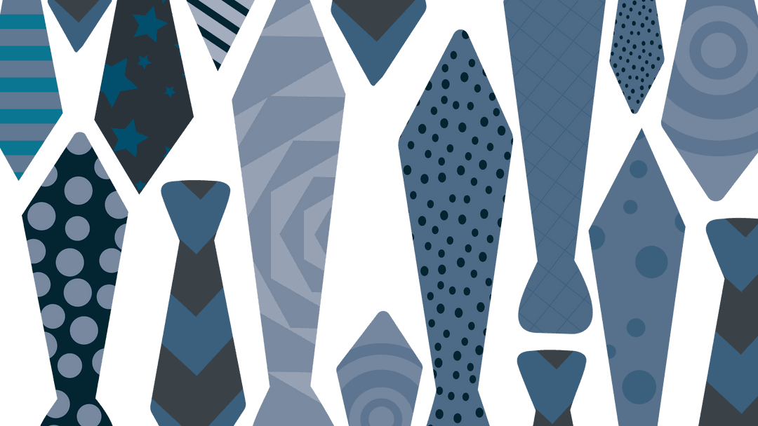 Patterned Blue Ties Illustration on Transparent Background