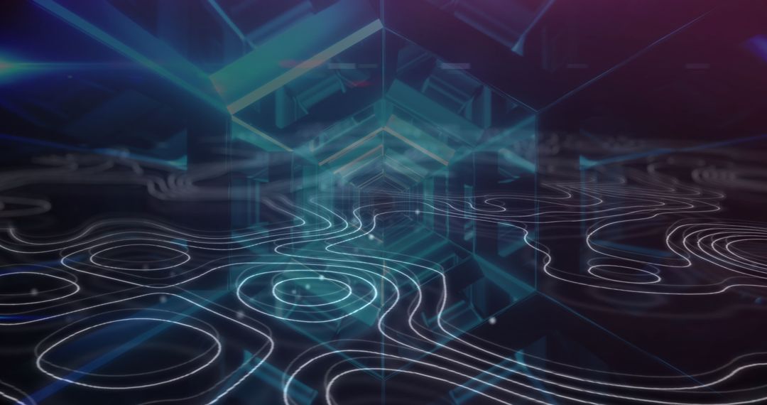 Futuristic Digital Tunnel with Dynamic Shapes and Lines