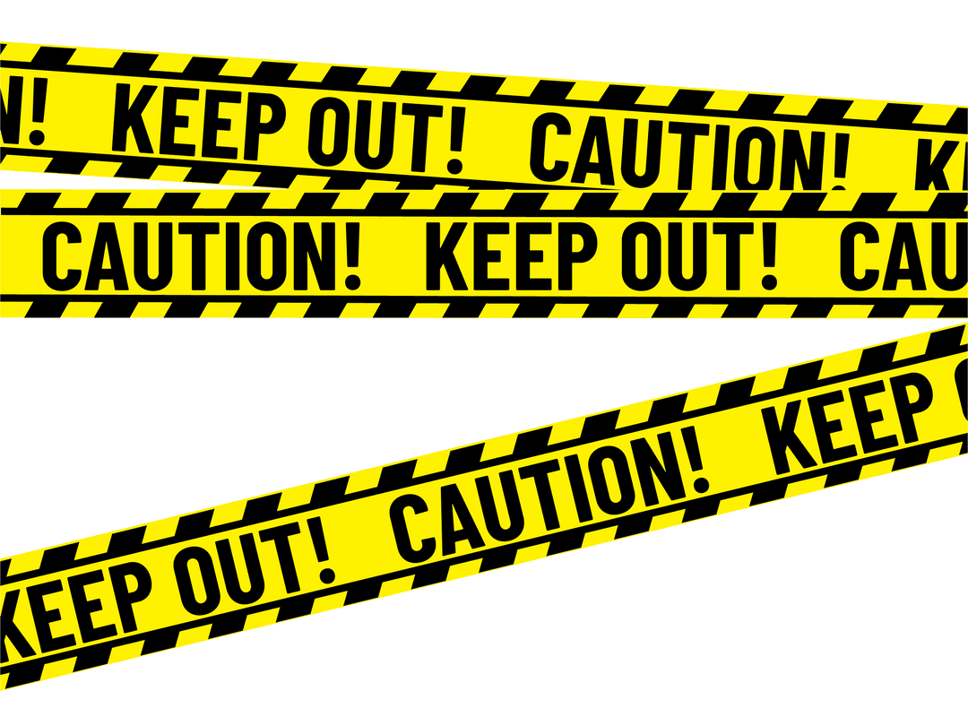 Yellow Caution Tape on Transparent Background Signifying Danger Zone