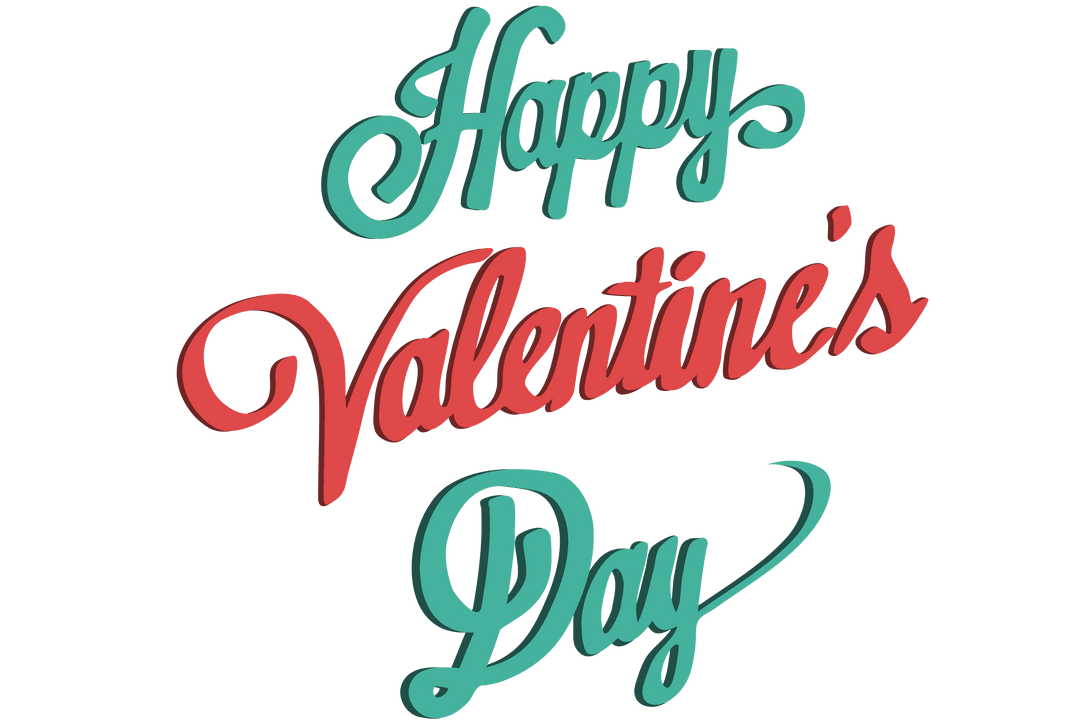 Happy Valentine's Day Text on Transparent Background for Romantic Designs