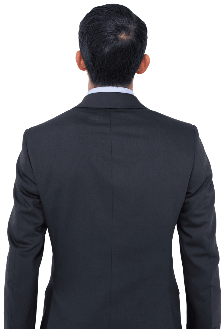 Biracial Businessman Rear View Transparent Background Iso View