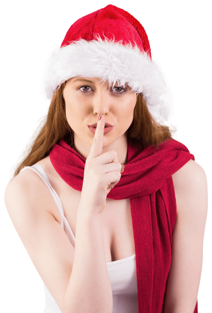 Transparent Santa Hat Quiet Gesture Holiday Cheer Enthusiast