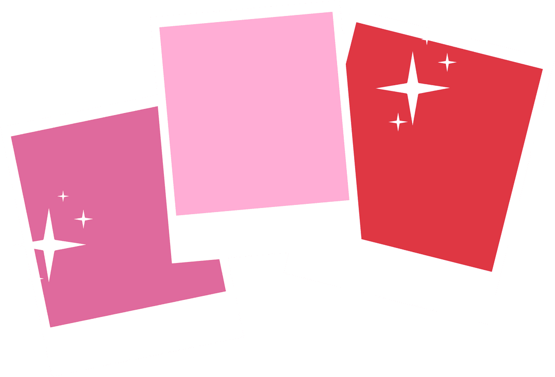 Floating Transparent Polaroid Frames with Sparkle Icons