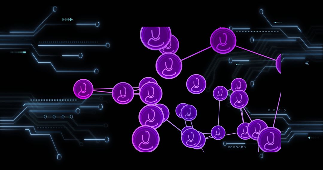 Glowing Purple Nodes Linked in Futuristic Data Network