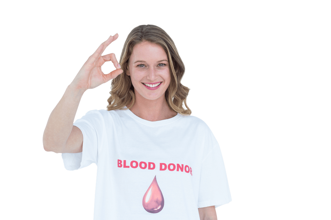 Smiling Transparent Blood Donor Showing Okay Hand Sign