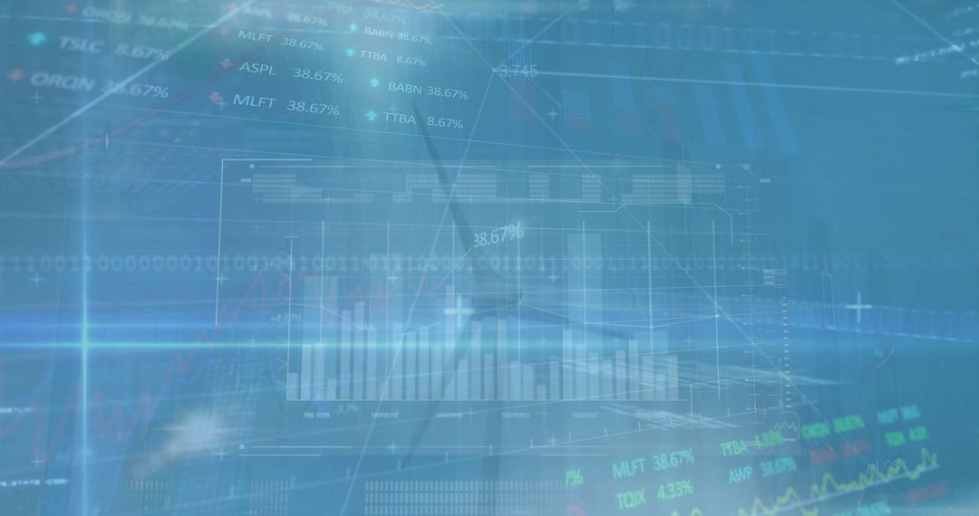 Digital Analytics Interface with Translucent Wireframe Graph