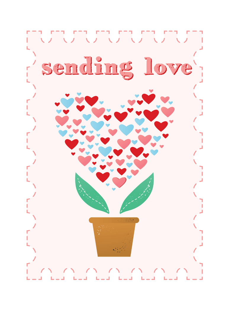Loving Hearts Illustration on Transparent Background for Valentine's Day