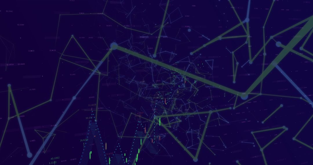 Digital Finance Data and Network Connections with Blue Background