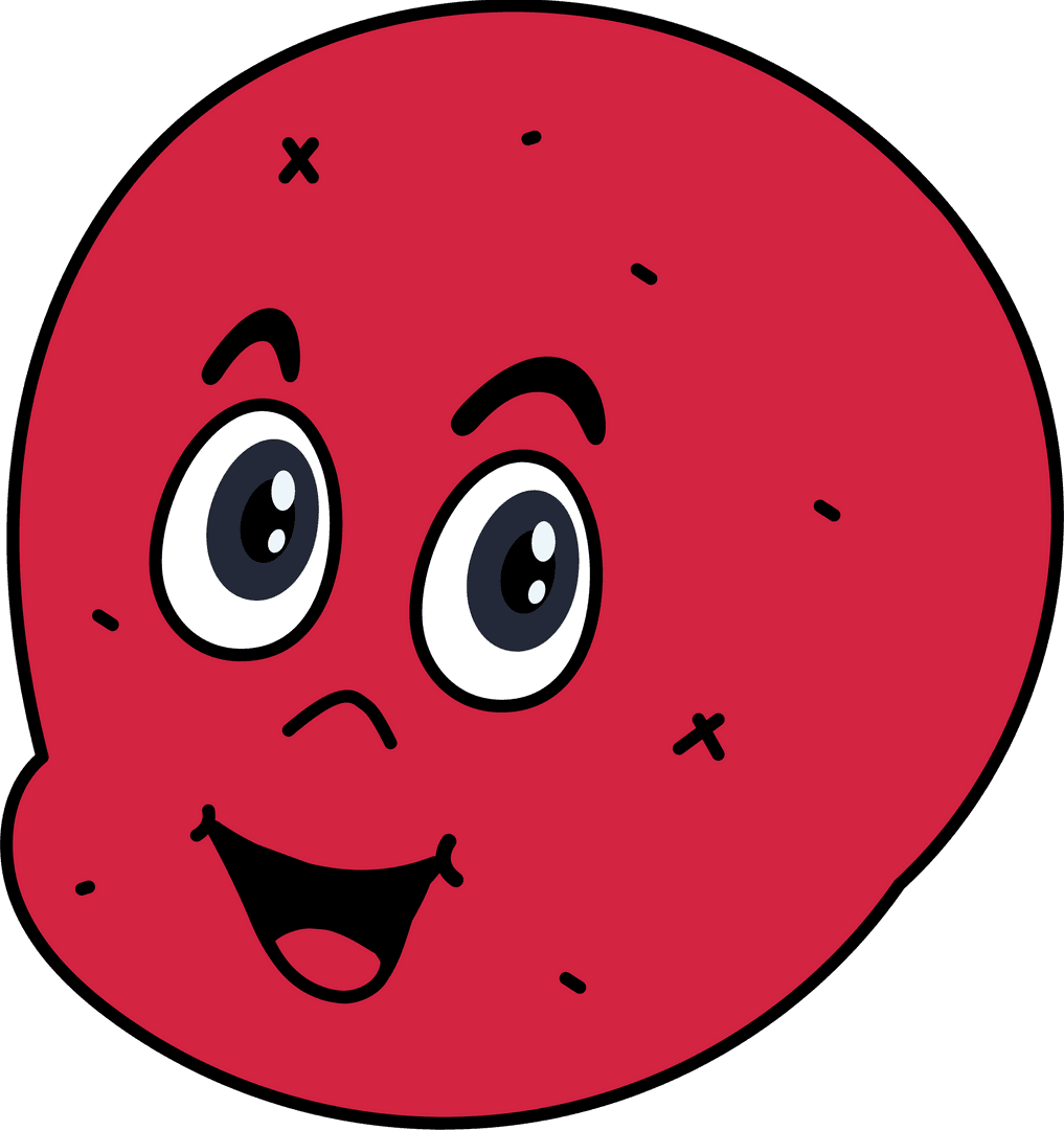 Happy Red Cartoon Circle on Transparent Background in Flat Design